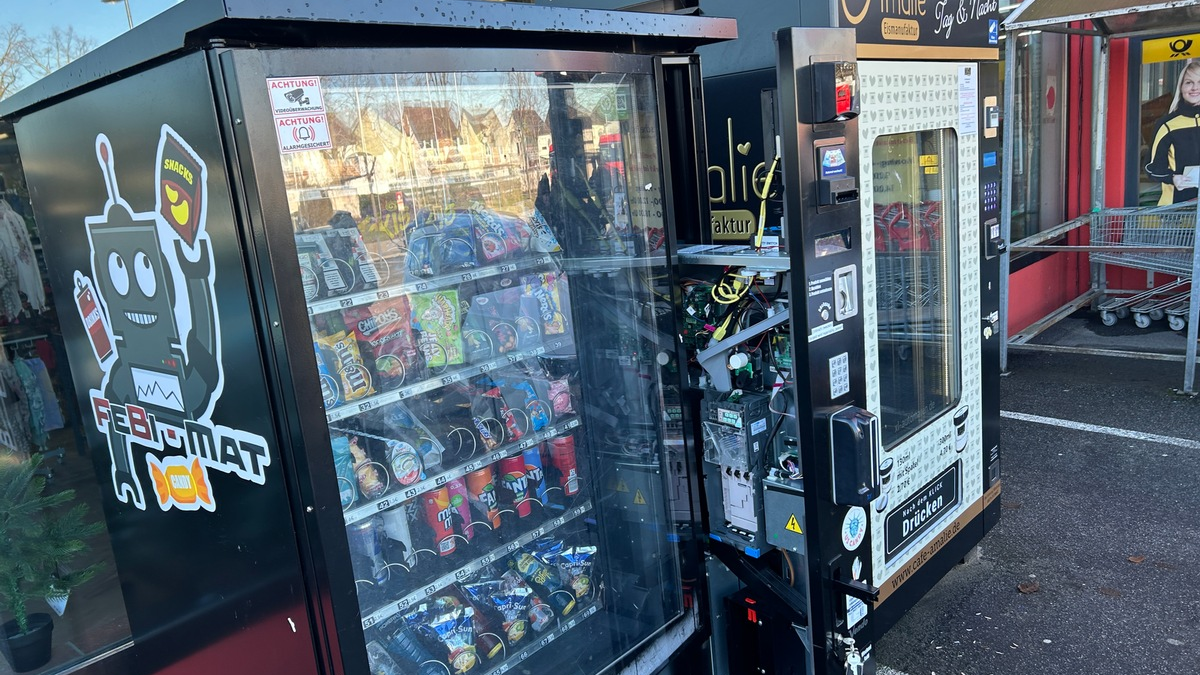 POL-PDLD: Rülzheim, Max Planck Straße, Milz-Baumarkt Nacht von Freitag, 26.01.2024 auf Samstag, 27.01.2024 Aufgebrochener Süßigkeitenautomat - Foto: presseportal.de