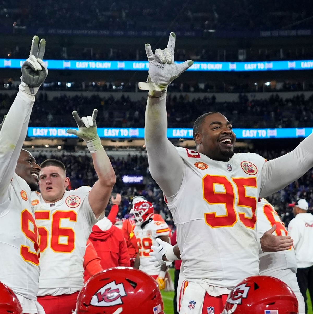 Chris Jones (95) feiert den Sieg seiner Kansas City Chiefs gegen die Baltimore Ravens. - Foto: Matt Slocum/AP/dpa