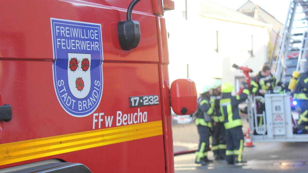 FW LK Leipzig: Dachstuhlbrand in Brandis - Foto: presseportal.de