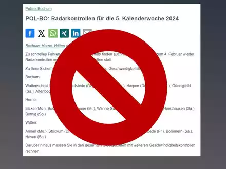 POL-BO: Radarmeldungen entfallen, Tempokontrollen gibt's wie gewohnt - Foto: presseportal.de