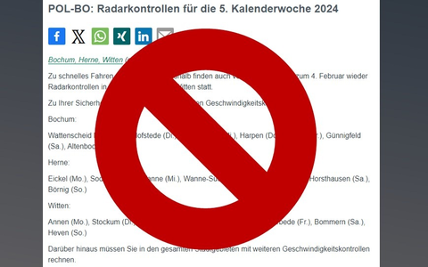 POL-BO: Radarmeldungen entfallen, Tempokontrollen gibt's wie gewohnt - Foto: presseportal.de
