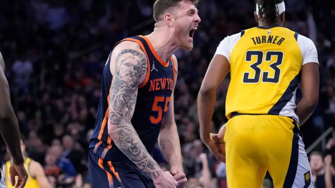 Knicks-Center Isaiah Hartenstein jubelt. - Bild: Mary Altaffer/AP