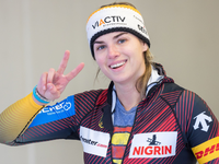 Bobpilotin Kim Kalicki hat mit ihrer Anschieberin Leonie Fiebig den Weltcup im lettischen Sigulda gewonnen. - Foto: Expa/Johann Groder/APA/dpa