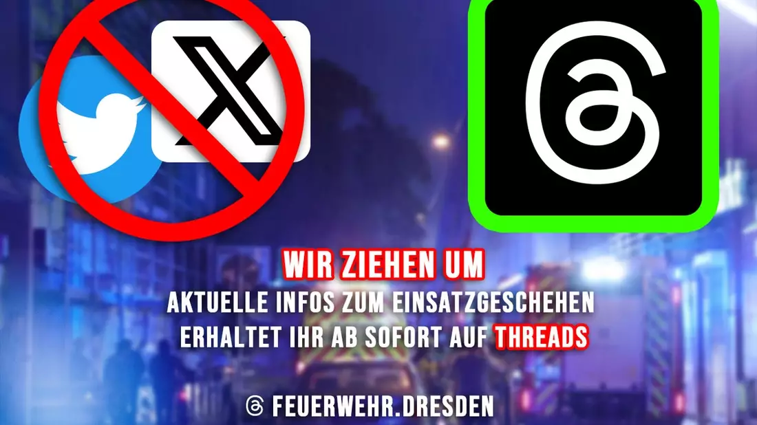FW Dresden: Feuerwehr Dresden verlässt den Kurznachrichtendienst X und wechselt zu Threads - Bild: presseportal.de