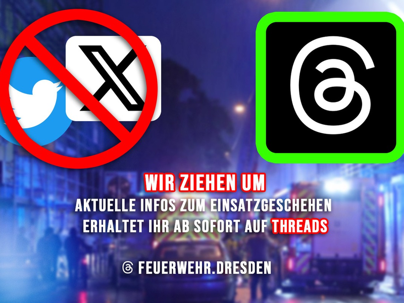 FW Dresden: Feuerwehr Dresden verlässt den Kurznachrichtendienst X und wechselt zu Threads - Foto: presseportal.de
