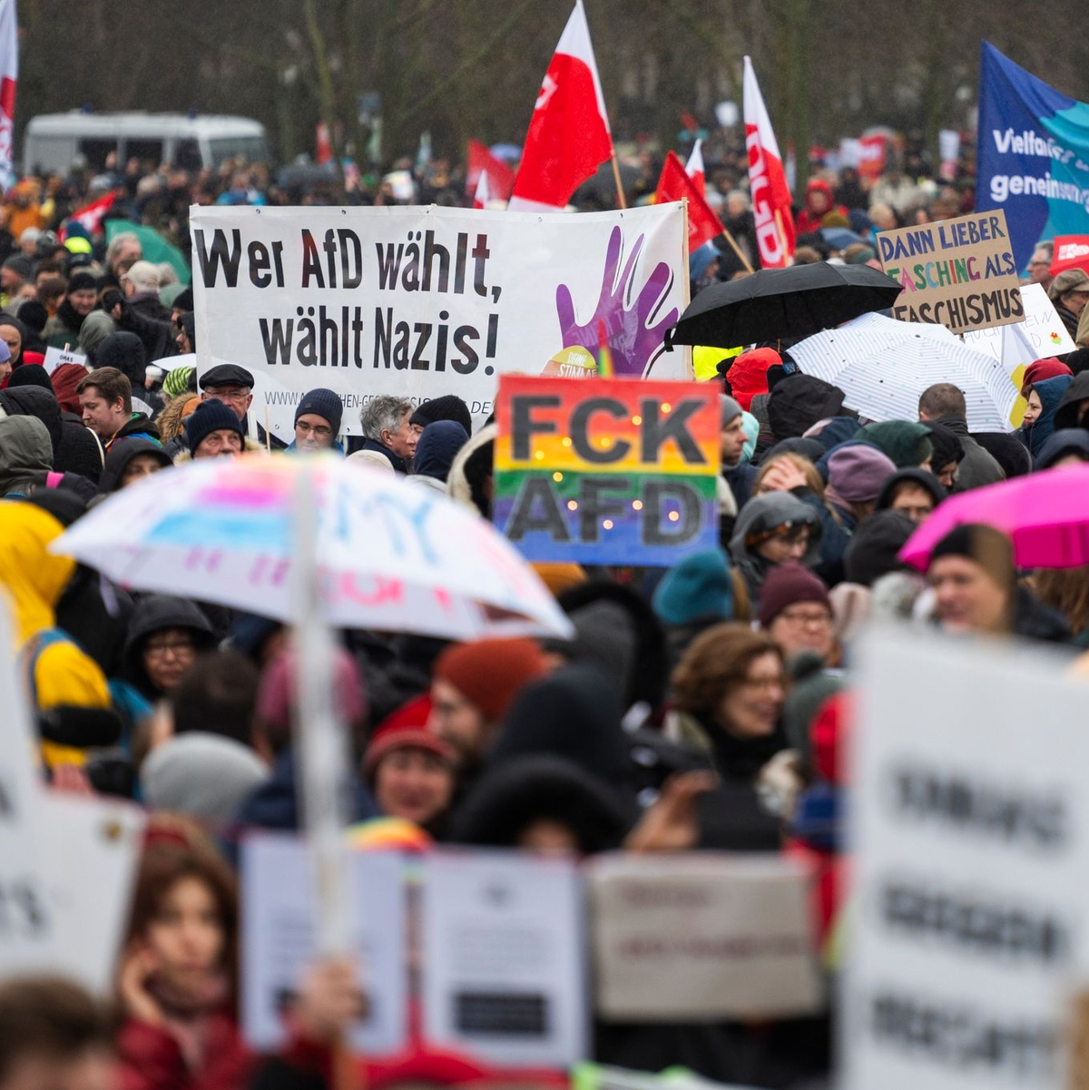 Zahlreiche Menschen sind am Wochenende in Berlin und anderen Städten gegen Rechtsextremismus auf die Straßen gegangen. - Foto: Christophe Gateau/dpa