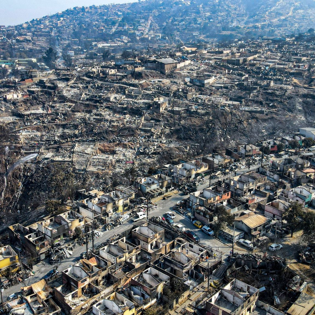 Ganze Stadtviertel von Viña del Mar sind niedergebrannt. - Foto: Esteban Felix/AP/dpa