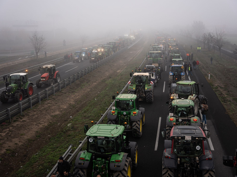 Hunderte von katalanischen Landwirten und Viehzüchtern haben sich den Protesten auf europäischer Ebene angeschlossen. - Foto: Marc Asensio Clupes/ZUMA Press Wire/dpa