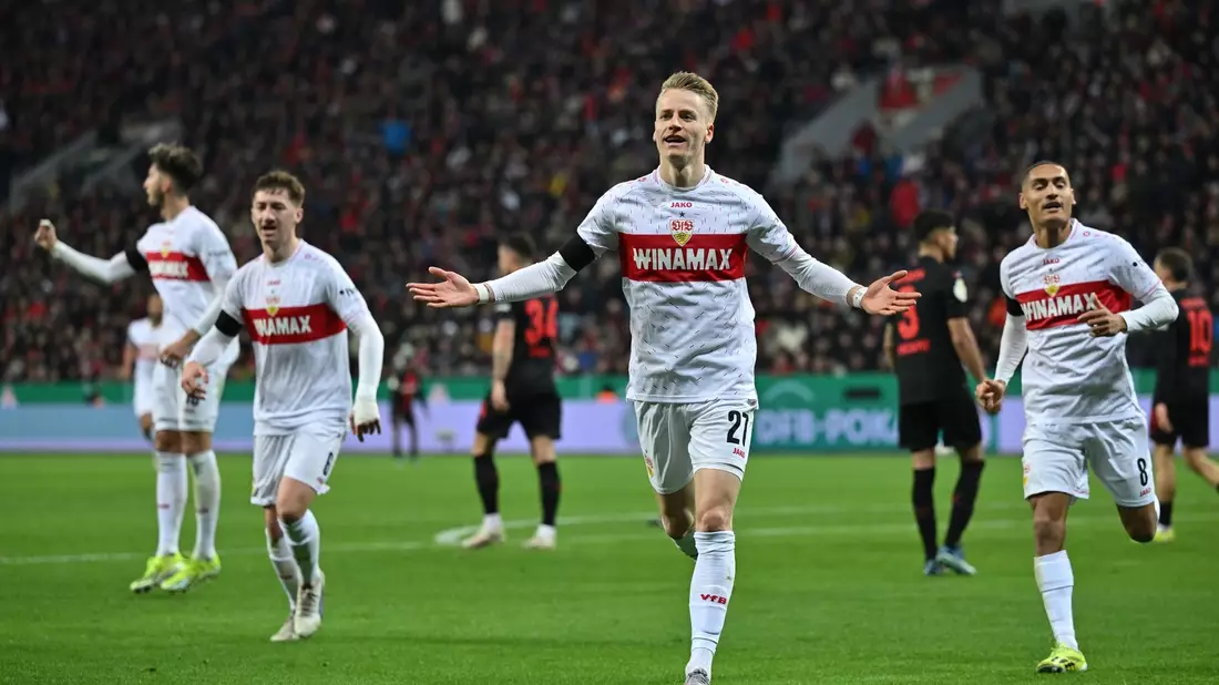 Chris Führich besorgte die erneute Führung für den VfB. - Bild: Marius Becker/dpa