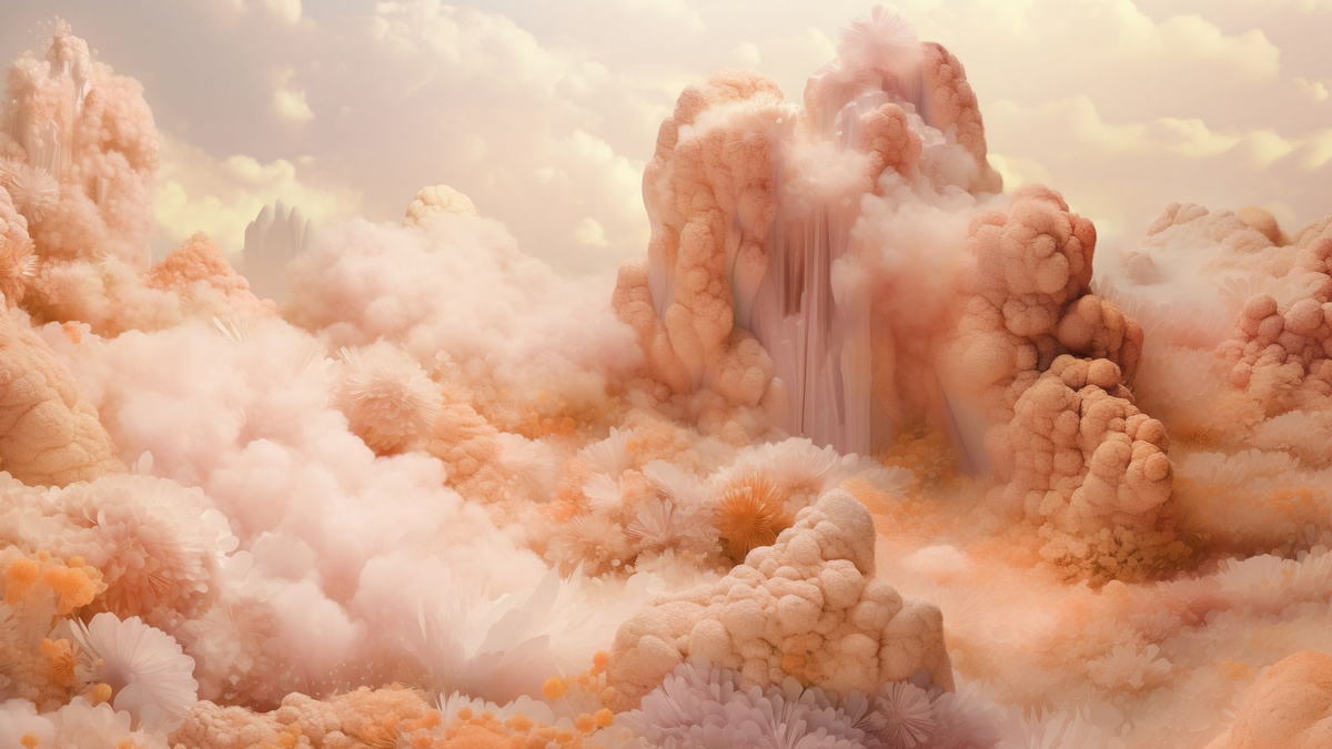 Computergenerierte Wollblumen in der Farbe des Jahres 2024. Dieser Pfirsichton soll die angesagte Farbe des Jahres 2024 sein. - Foto: Pantone/dpa