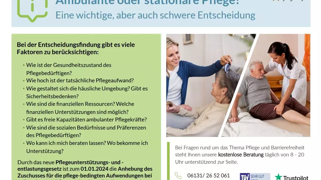Ambulante oder stationäre Pflege? Eine wichtige, aber auch schwere Entscheidung - Bild: presseportal.de