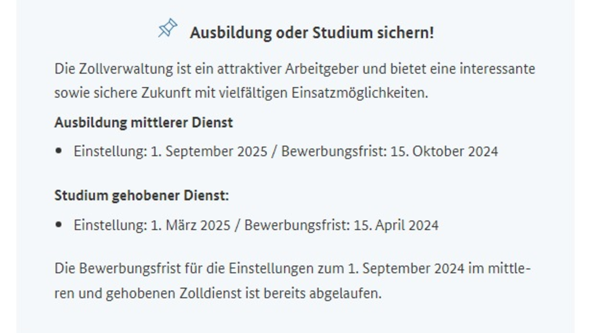 HZA-KI: Hauptzollamt Kiel sucht die nächste Generation / Am 23.02. und 24.02.2024 auf der Ausbildungsmesse öffentlicher Dienst in Lübeck im Citti Park informieren - Foto: presseportal.de