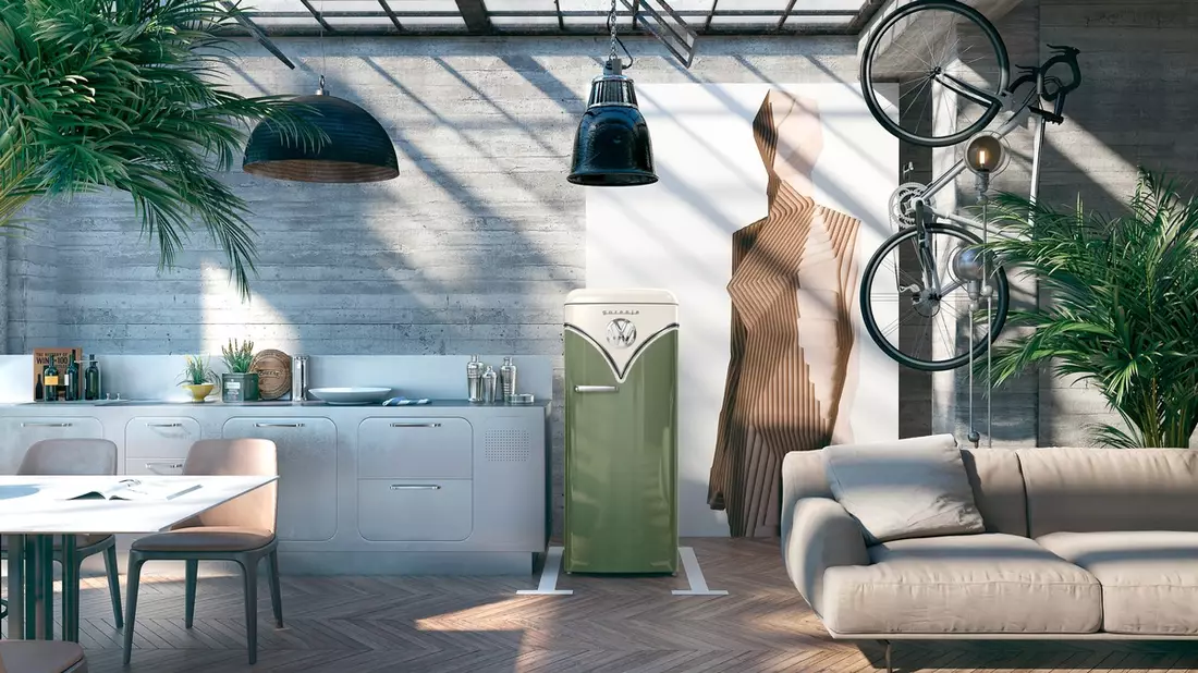 Vanlife-Feeling für zuhause: Gorenje präsentiert Retrodesign-Kühlschrank im VW-Bulli Look - Bild: presseportal.de