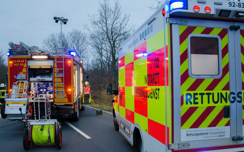 FW-RD: Frontalzusammenstoß auf der K57 bei Kochendorf - 2 schwerverletzte Personen und ein Toter - Foto: presseportal.de