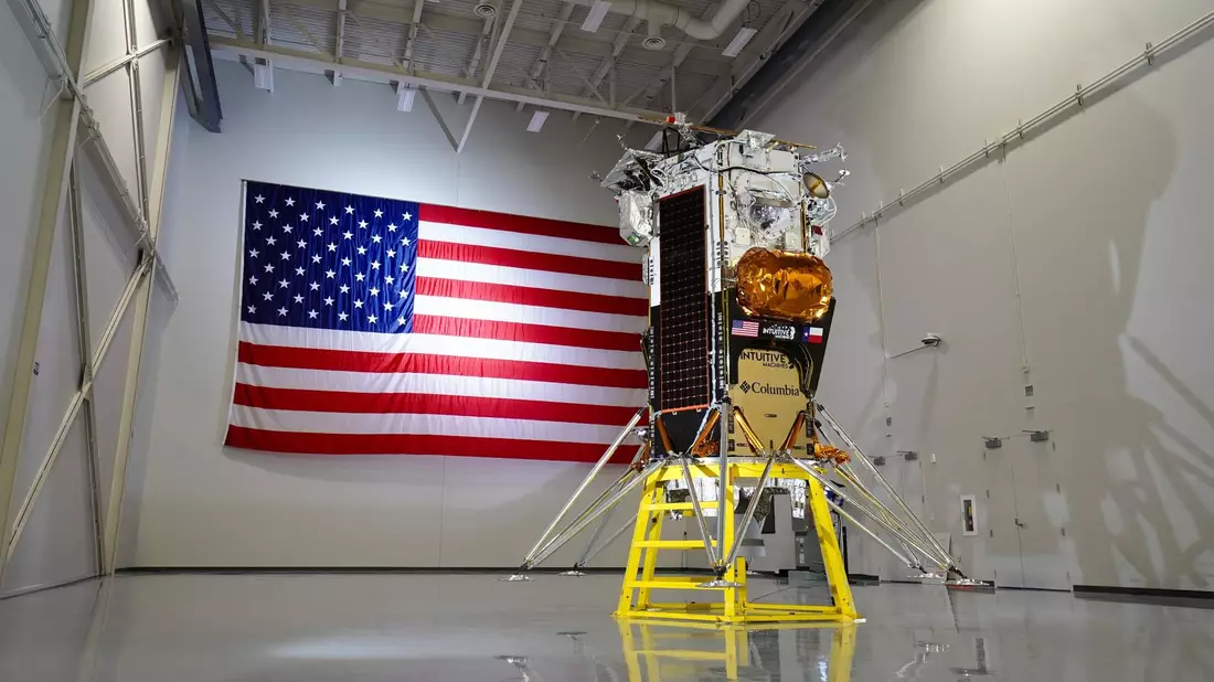 Der Mond-Lander «Nova-C» der US-Firma Intuitive Machines. - Bild: Nick Rios/Intuitive Machines/dpa