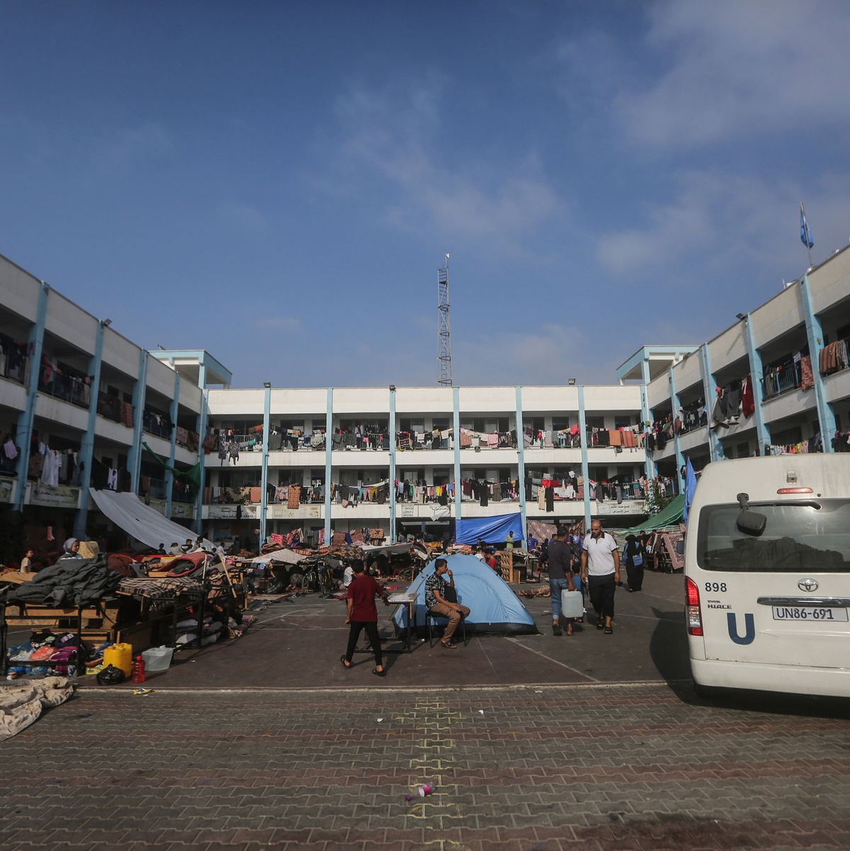 Eine von UNRWA betriebene Schule in Chan Junis, in der im Oktober 2023 zahlreiche Palästinenser Schutz suchten. - Foto: Mohammed Talatene/dpa