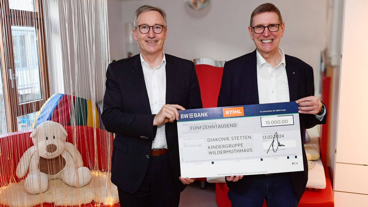 STIHL unterstützt mit 15.000 Euro die Kindergruppe Wildermuthhaus der Diakonie Stetten - Foto: presseportal.de