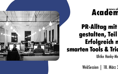 PR-Alltag mit KI gestalten, Teil 2: Erfolgreich mit smarten Tools & Tricks / Ein Online-Seminar der news aktuell Academy am 18. März 2024 - Foto: presseportal.de