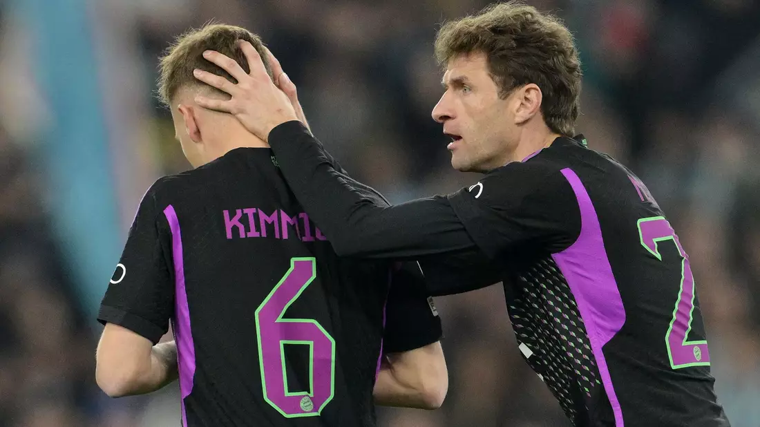 Standen wieder in der Startelf des FCB: Thomas Müller (r) und Joshua Kimmich. - Bild: Alfredo Falcone/LaPresse via ZUMA Press/dpa