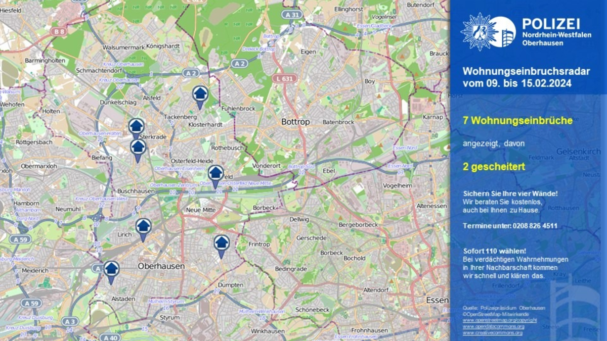 POL-OB: Wohnungseinbruchsradar für Oberhausen - Foto: presseportal.de