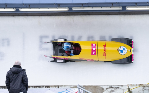 Triumphierte im Monobob im Eiskanal von Altenberg: Laura Nolte. - Foto: Sebastian Kahnert/dpa