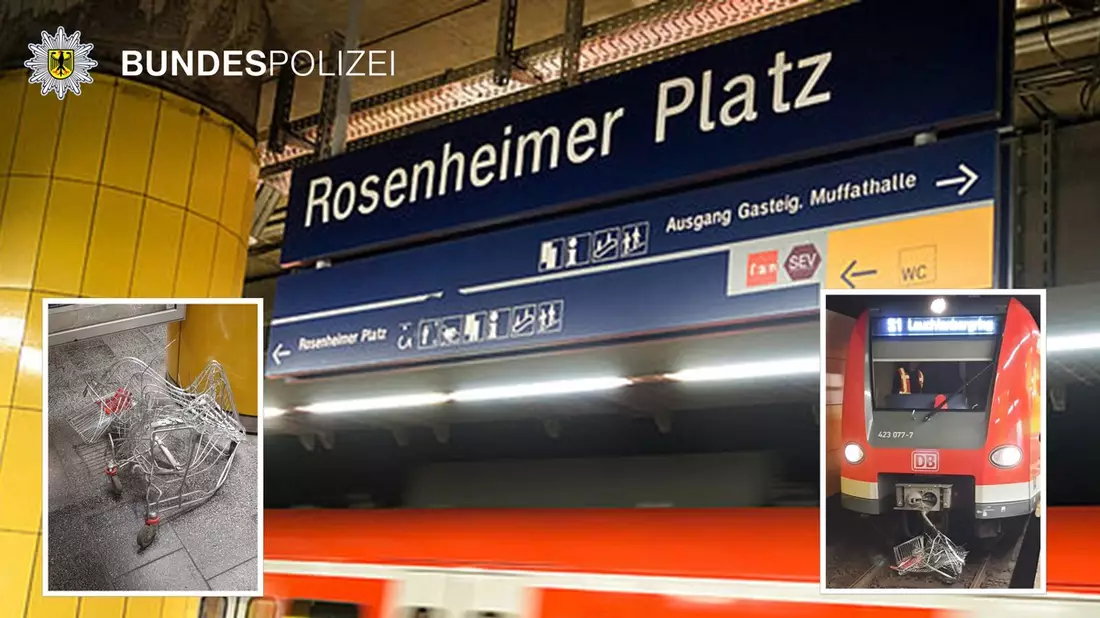 Bundespolizeidirektion München: Einkaufswagen ins Gleis geschoben / Gefährlicher Eingriff in den Bahnverkehr - Bild: presseportal.de