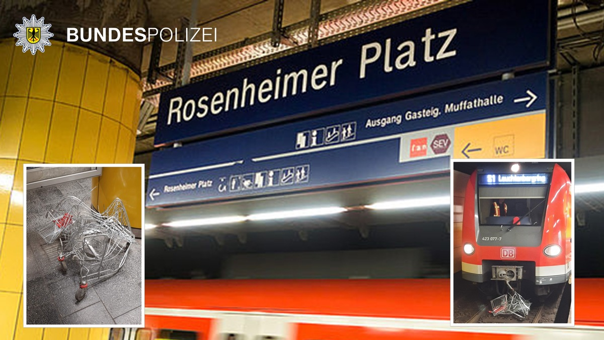 Bundespolizeidirektion München: Einkaufswagen ins Gleis geschoben / Gefährlicher Eingriff in den Bahnverkehr - Foto: presseportal.de