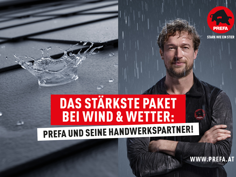 PREFA-Werbekampagne 2024 - Foto: Donnerwetterblitz/PREFA über pressetext.de