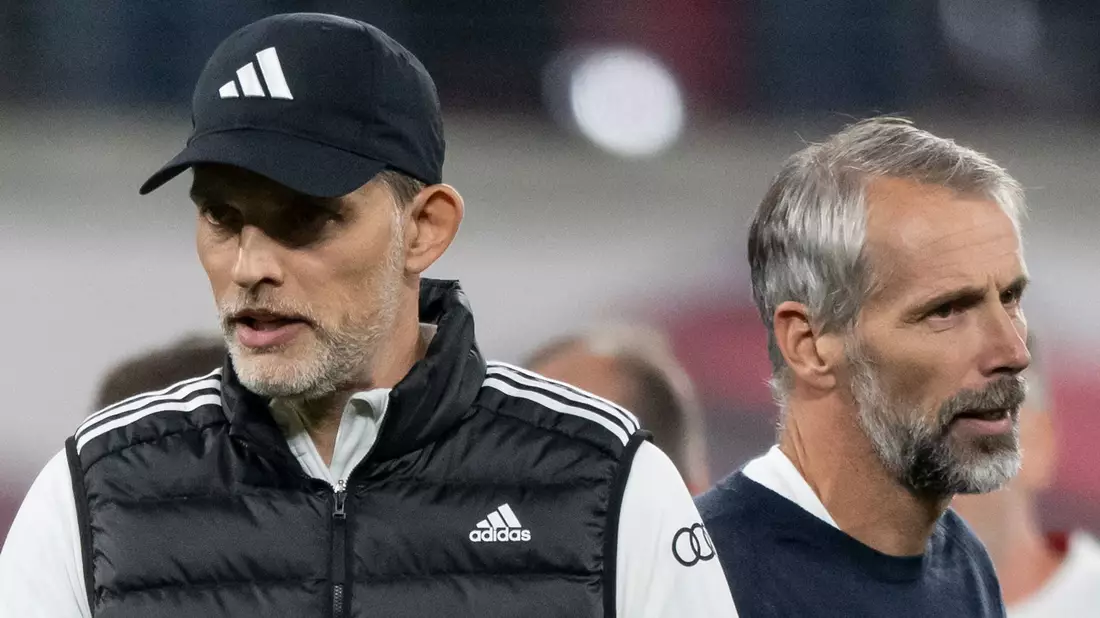 Bayern-Trainer Thomas Tuchel (l) und RB-Coach Marco Rose treffen am Samstag mit ihren Mannschaften aufeinander. - Bild: Hendrik Schmidt/dpa