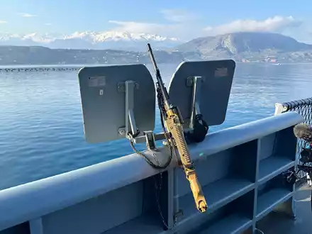 Ein Maschinengewehr MG3 an Bord der Fregatte «Hessen». - Foto: Michael Fischer/dpa