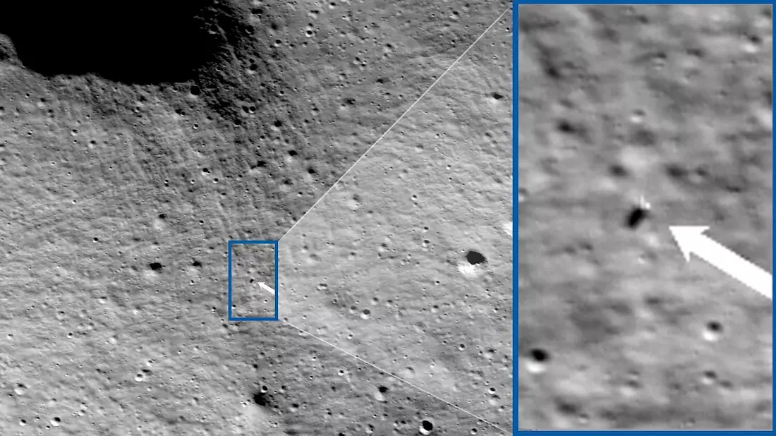 Obwohl er bei der Landung womöglich umgekippt ist, schickte der «Nova-C»-Lander Bilder vom Mond. - Bild: Uncredited/NASA/Goddard/Arizona State University/AP/dpa