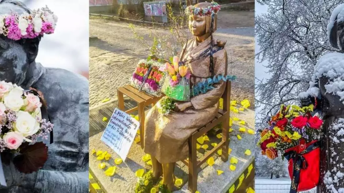 Fleurop setzt ein Zeichen zum Internationalen Frauentag / Blumenschmuck für weibliche Statuen und Denkmäler deutschlandweit - Bild: presseportal.de