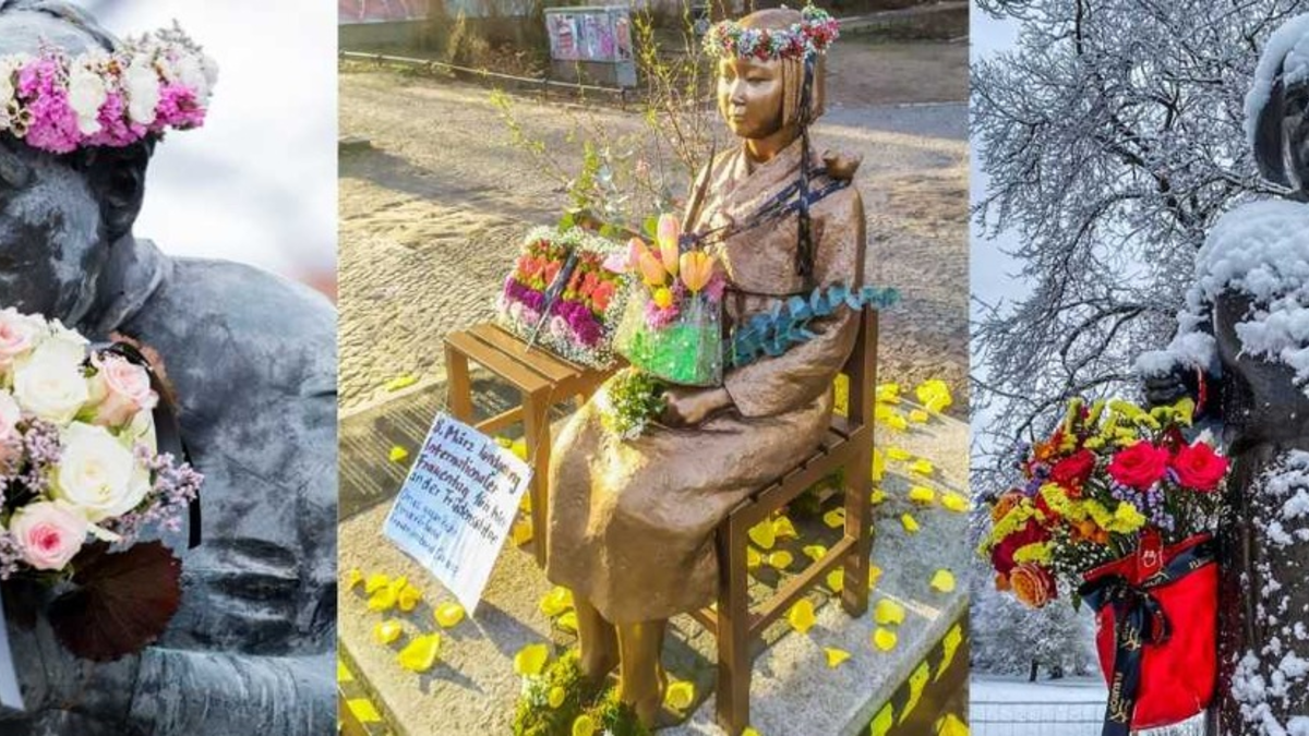 Fleurop setzt ein Zeichen zum Internationalen Frauentag / Blumenschmuck für weibliche Statuen und Denkmäler deutschlandweit - Foto: presseportal.de