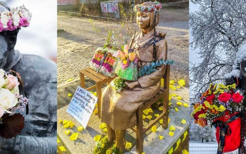 Fleurop setzt ein Zeichen zum Internationalen Frauentag / Blumenschmuck für weibliche Statuen und Denkmäler deutschlandweit - Foto: presseportal.de