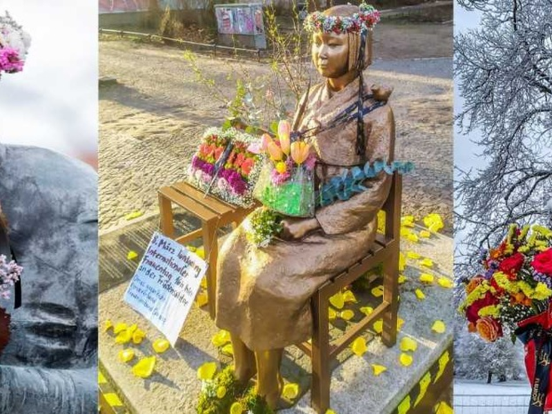 Fleurop setzt ein Zeichen zum Internationalen Frauentag / Blumenschmuck für weibliche Statuen und Denkmäler deutschlandweit - Foto: presseportal.de
