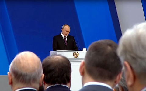 TV-Übertragung von Putins Rede im russischen Fernsehen (Archiv) - Foto: Russisches Fernsehen, über dts Nachrichtenagentur