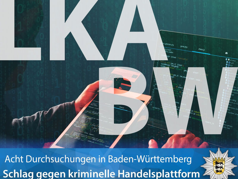 LKA-BW: Bedeutender bundesweiter Schlag wegen des Verdachts des Betreibens einer kriminellen Handelsplattform im Internet: Acht Durchsuchungen in Baden-Württemberg - Foto: presseportal.de