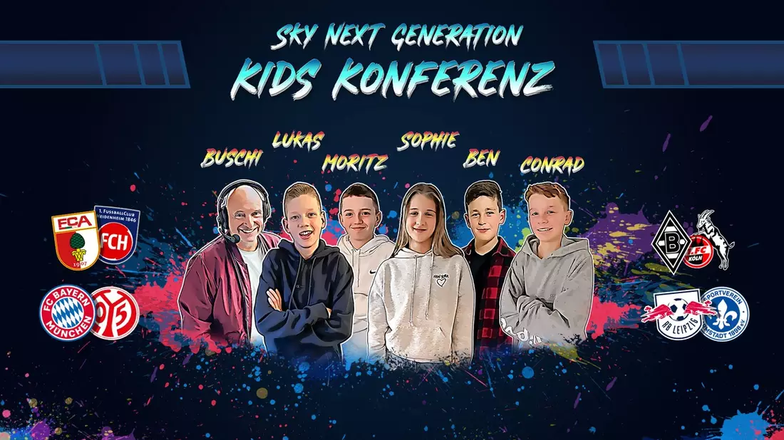 Fünf auf einen Streich - Fünf Produktionen von Sky Next Generation in 2024 geplant und erste Kids Konferenz am Bundesliga Samstag mit fünf Kids Reportern - Bild: presseportal.de