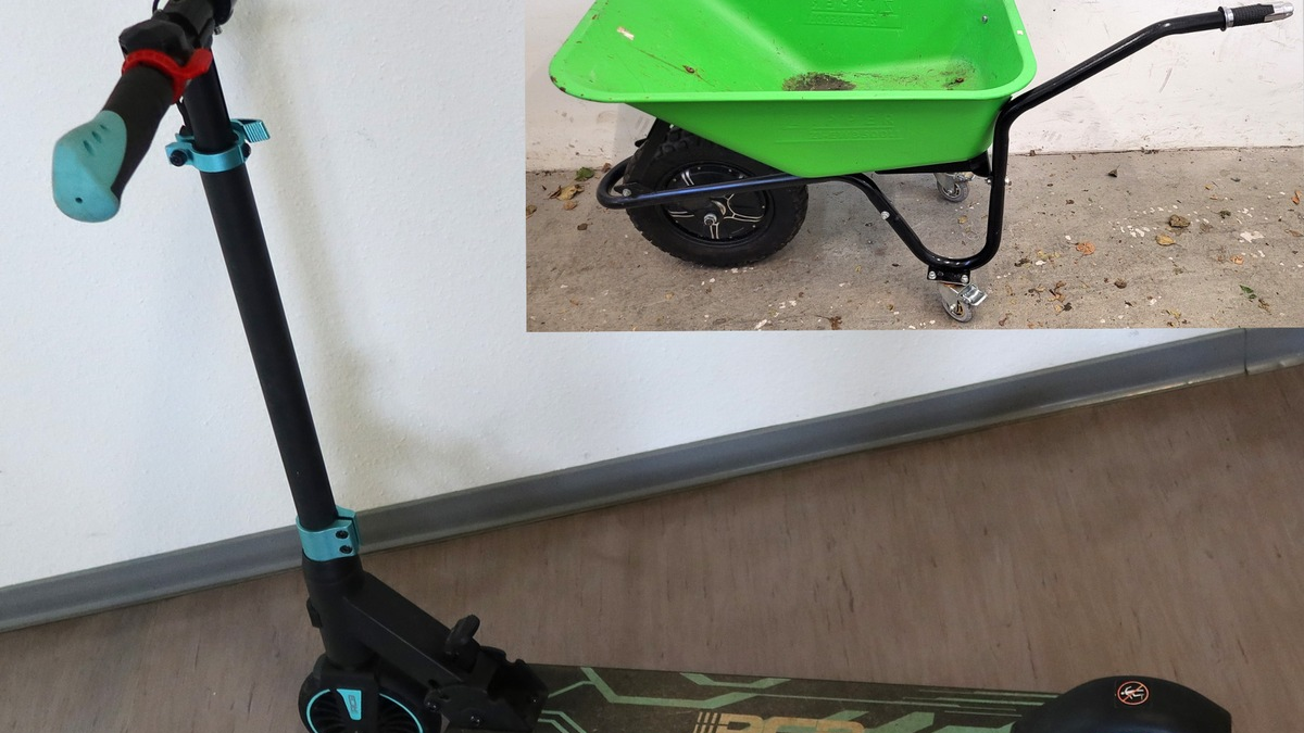POL-DA: Reichelsheim: Polizei sucht Eigentümer von elektrischer Schubkarre und E-Scooter - Foto: presseportal.de