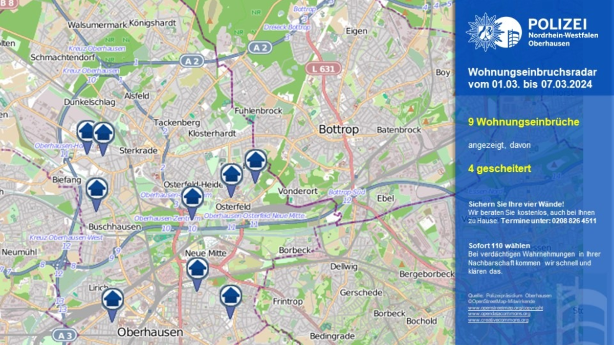POL-OB: Wohnungseinbruchsradar für Oberhausen - Foto: presseportal.de