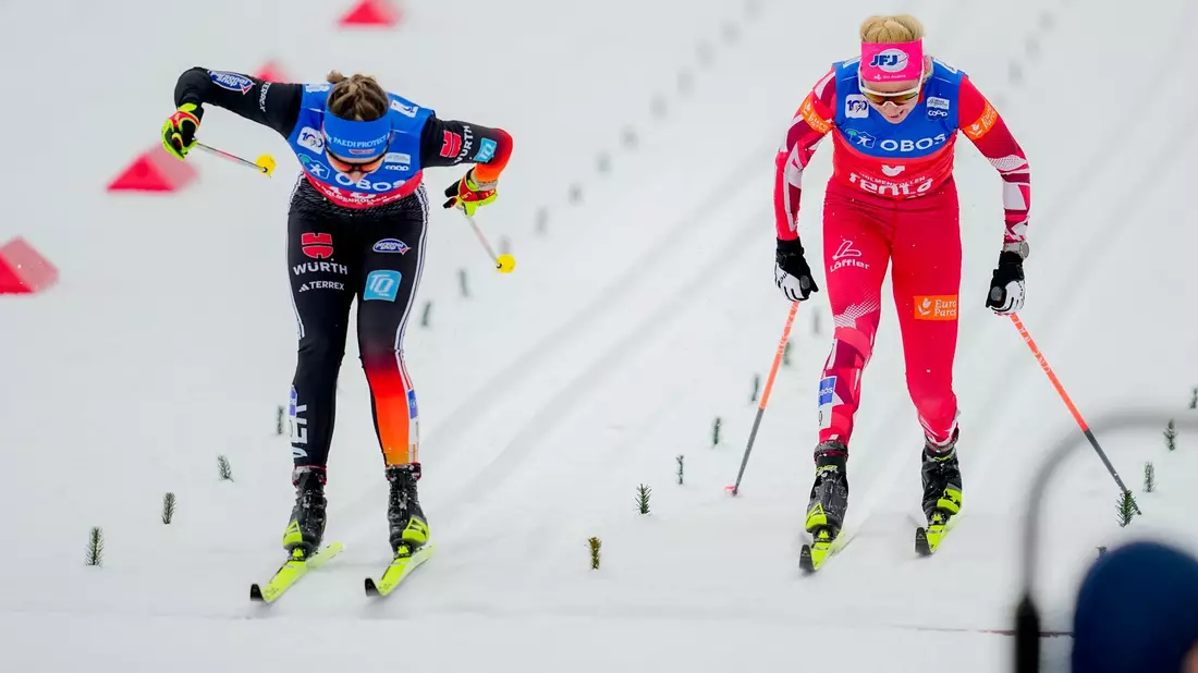 Katharina Hennig (l) bei der Zieleinfahrt. - Bild: Beate Oma Dahle/NTB/dpa