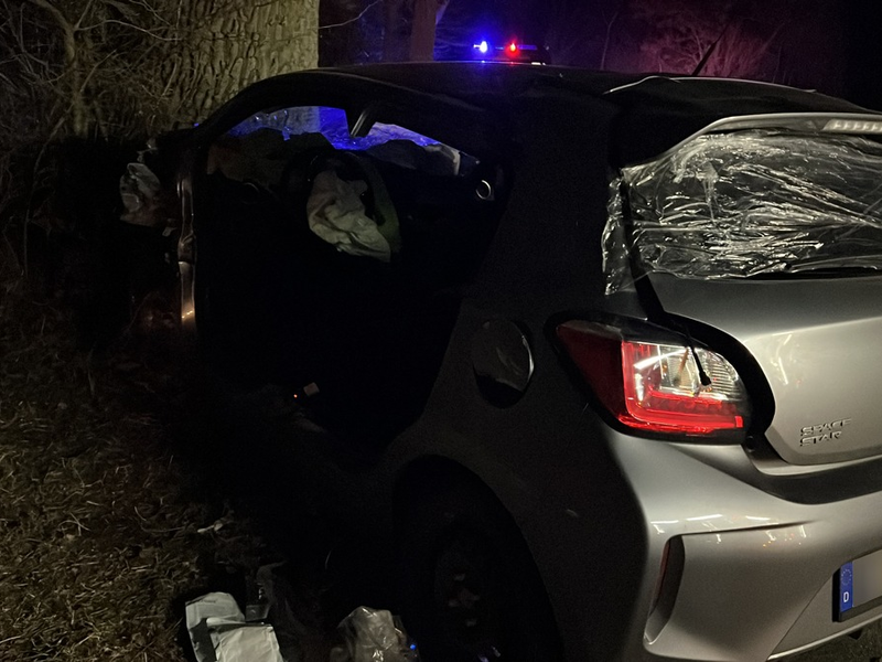 FW Lüchow-Dannenberg: PKW kollidiert mit landwirtschaftlichem Gespann +++ prallt gegen den Baum +++ Drei Insassen z.T. schwer verletzt - Foto: presseportal.de