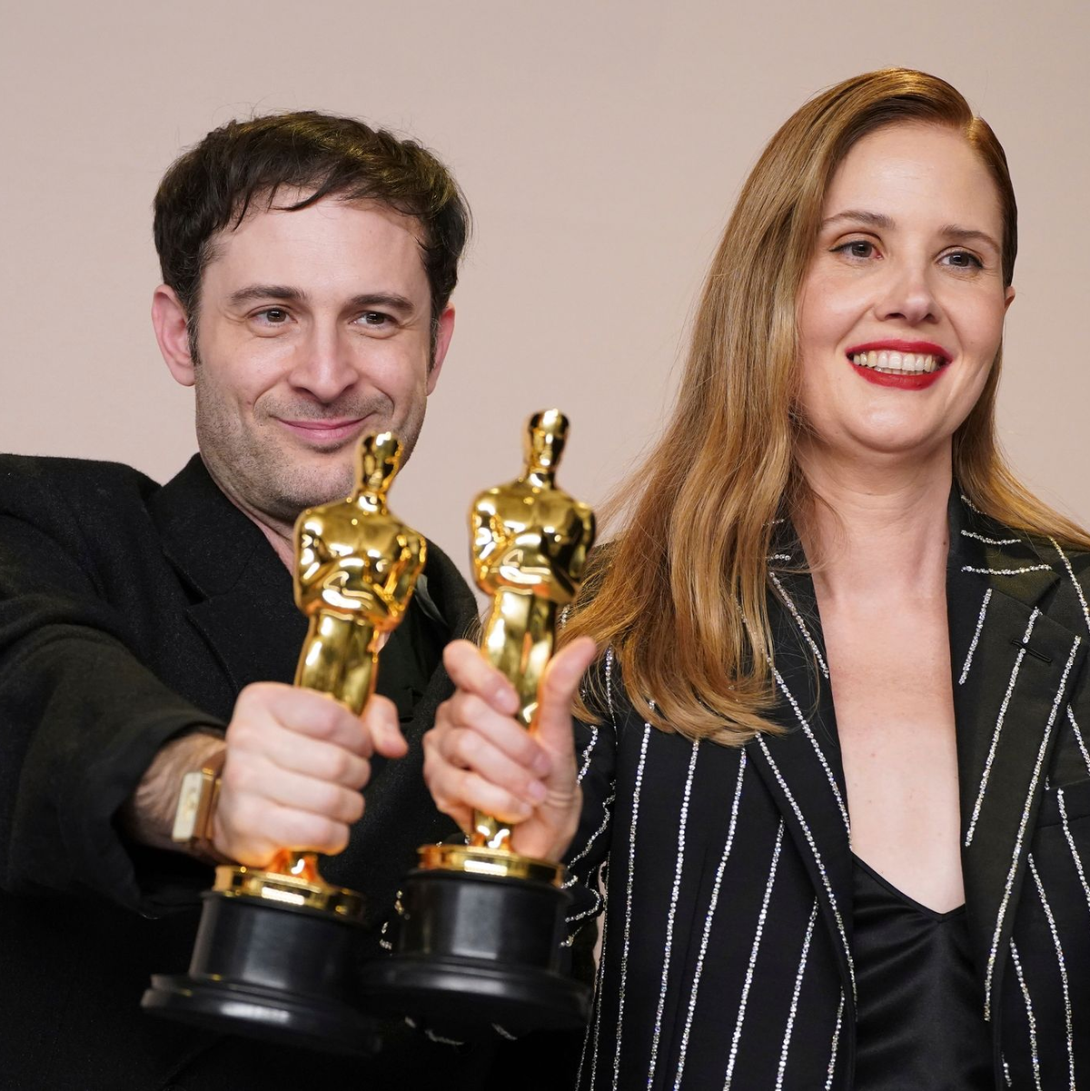 Arthur Harari und Justine Triet wurden für das beste Originaldrehbuch ausgezeichnet. - Foto: Jordan Strauss/Invision via AP/dpa