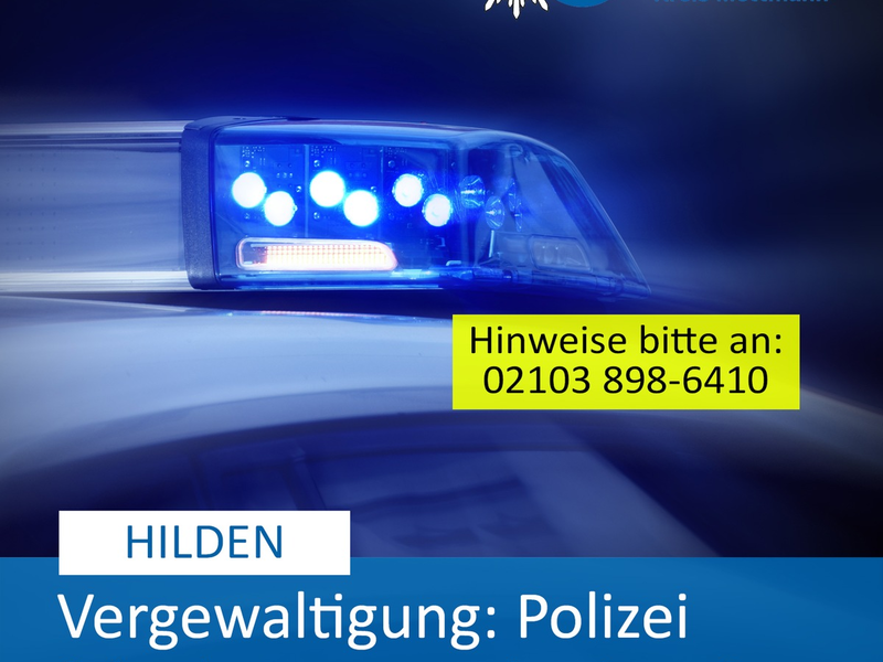 POL-ME: Vergewaltigungsdelikt: Die Polizei ermittelt und bittet dringend um Hinweise - Hilden - 2403044 - Foto: presseportal.de