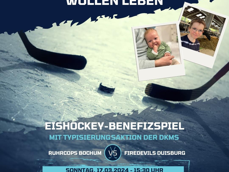 POL-BO: Erinnerung: Benefiz-Eishockeyspiel für leukämiekranke Kinder am 17. März | Buntes Polizei-Rahmenprogramm | Bereits 2.235 Menschen typisiert - Foto: presseportal.de