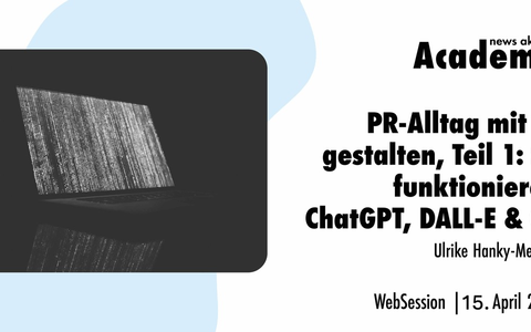 PR-Alltag mit KI gestalten, Teil 1: So funktionieren ChatGPT, DALL-E & Co / Ein Online-Seminar der news aktuell Academy - Foto: presseportal.de PR-Alltag mit KI gestalten, Teil 1: So funktionieren ChatGPT, DALL-E & Co / Ein Online-Seminar der news aktuell Academy - Foto: presseportal.de