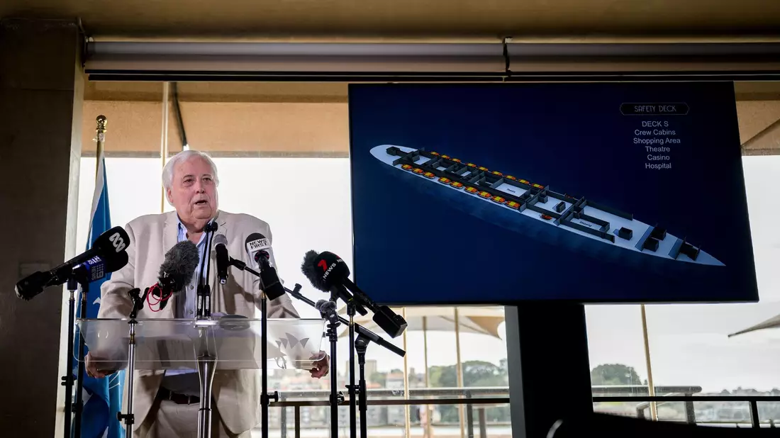 «Ich habe zwei Möglichkeiten: Entweder gebe ich meiner Frau noch mehr Geld zum Einkaufen oder ich gebe es für die Titanic aus - und ich gebe es für die Titanic aus, weil sie genug eingekauft hat»: Milliardär Clive Palmer. - Bild: Bianca De Marchi/AAP/dpa