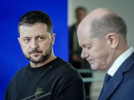 Der ukrainische Präsident Wolodymyr Selenskyj hat Bundeskanzler Olaf Scholz in Berlin besucht. - Foto: Kay Nietfeld/dpa