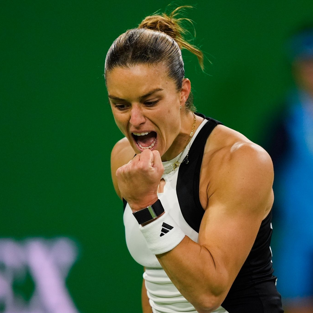Maria Sakkari feiert ihren Sieg. - Foto: Mark J. Terrill/AP