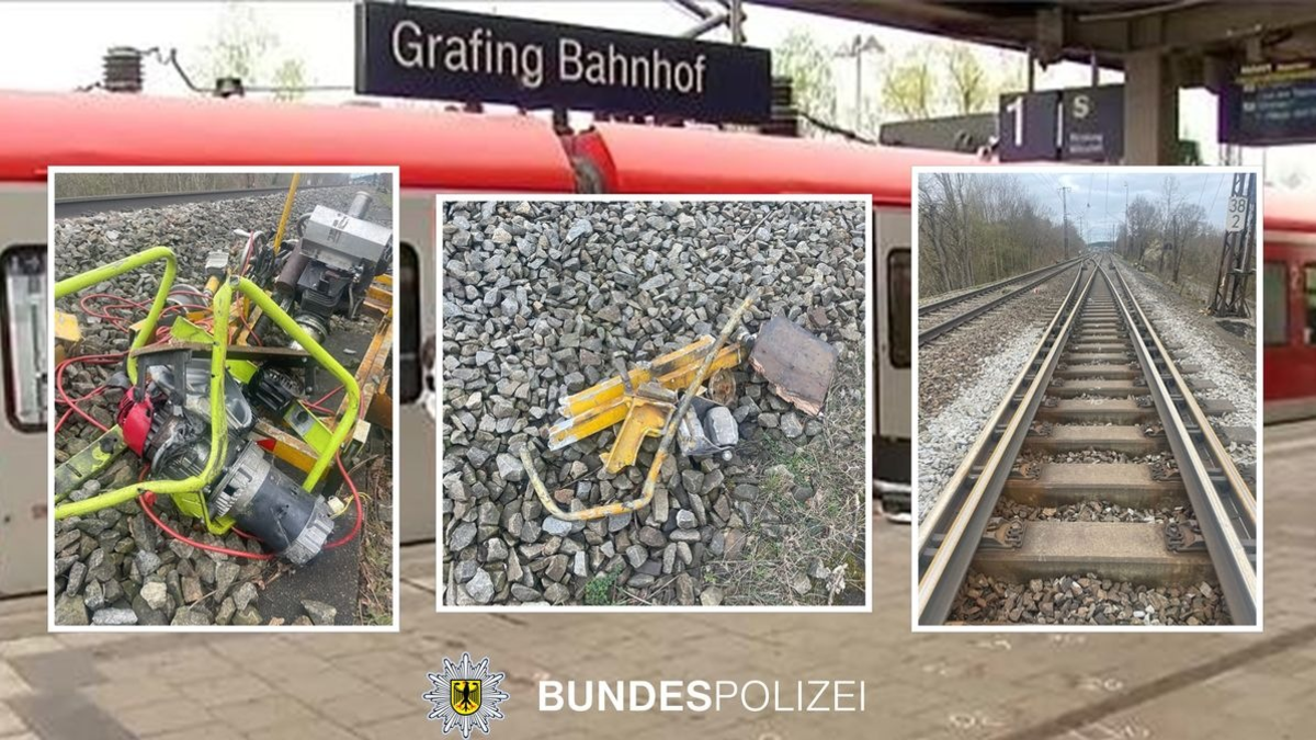 Bundespolizeidirektion München: IC kollidiert mit Klein-Baumaschine: Bundespolizei ermittelt wegen eines gefährlichen Eingriffs in den Bahnverkehr - Foto: presseportal.de